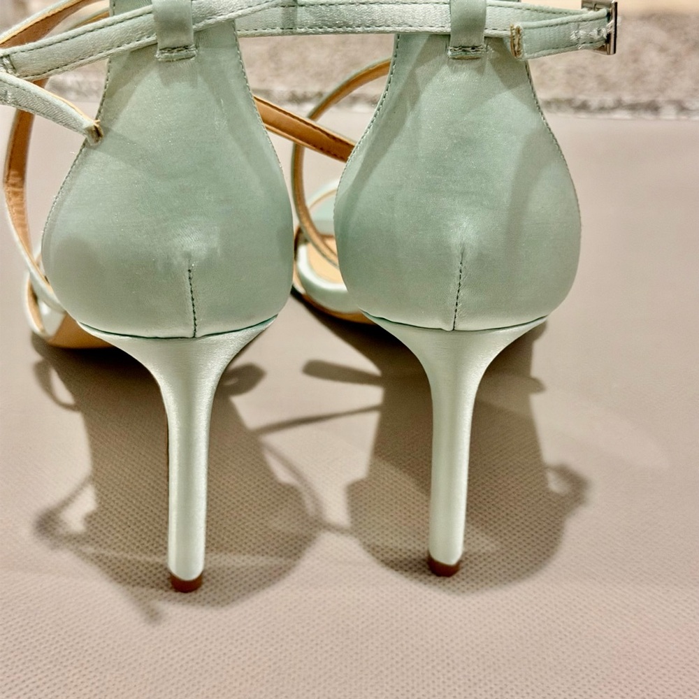 Jewel Badgley Mischka Mint Strappy Heels - Picture 2 of 5